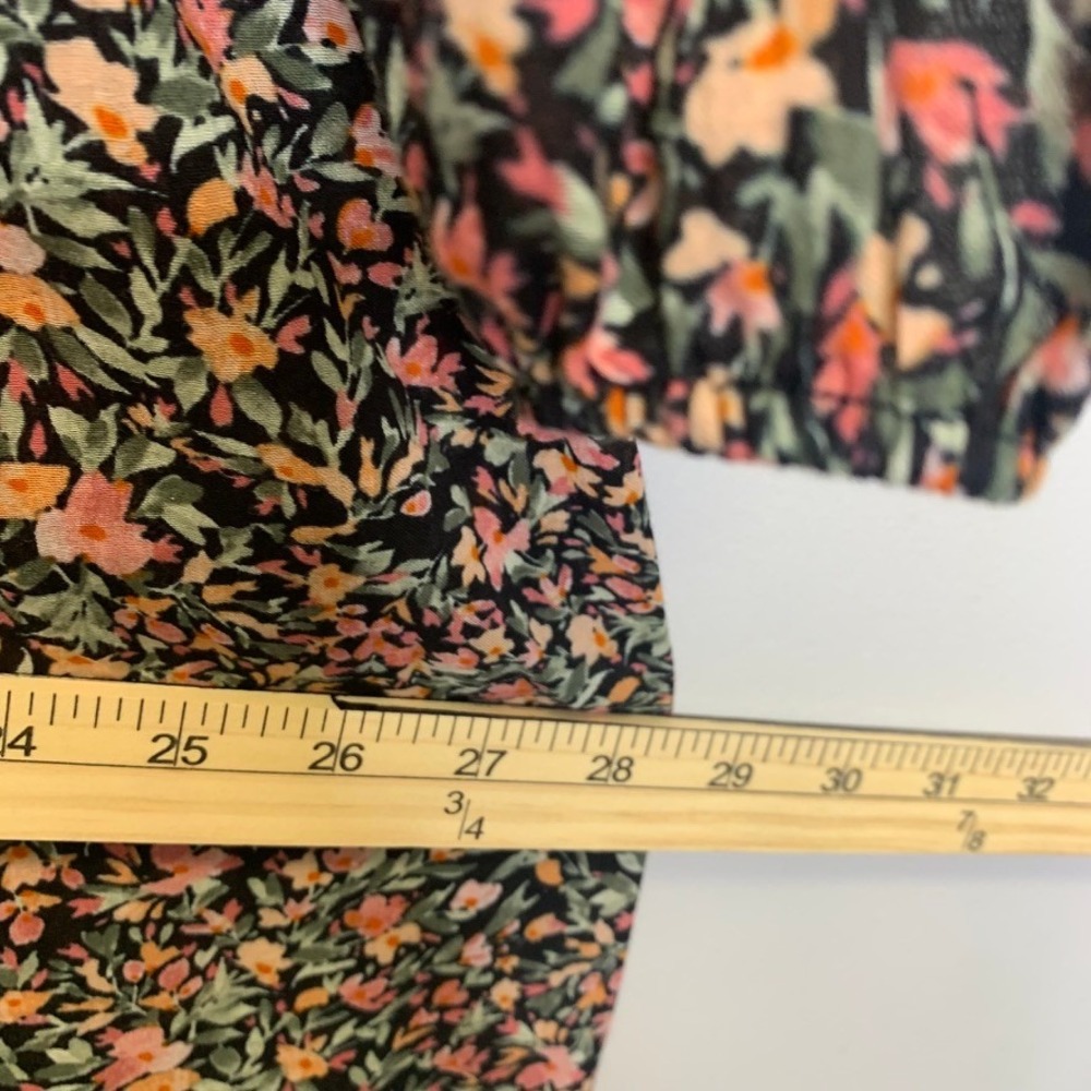 BB Dakota Steve Madden Floral Cotton Maxi Dress XS Black Pink Tiered V-Neck Boho - Picture 13 of 16
